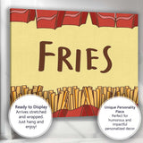 French Fries Seamless Border Pattern Fast Food Illustration Canvas Wall Art Print Decor Picture Ready to Hang