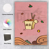 Asian Takeaway Noodles Box Minimalist Food Illustration Canvas Wall Art Print Decor Picture Ready to Hang
