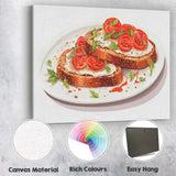 Tomato Bruschetta Toast Watercolour Italian Food Illustration Canvas Wall Art Print Decor Picture Ready to Hang