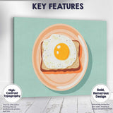 Minimalist Fried Egg Toast Breakfast Flat Lay Illustration Canvas Wall Art Print Decor Picture Ready to Hang