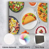 Gourmet Taco Pizza Salad Healthy Meal Flat Lay Canvas Wall Art Print Decor Picture Ready to Hang
