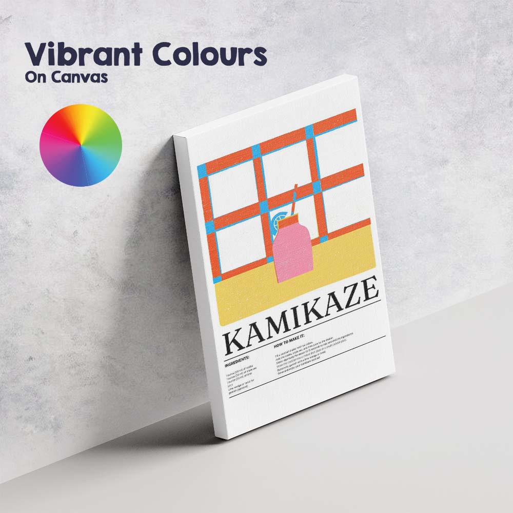 Minimalist Kamikaze Cocktail Recipe Kitchen Bar Poster Canvas Wall Art Print Decor Picture Ready to Hang