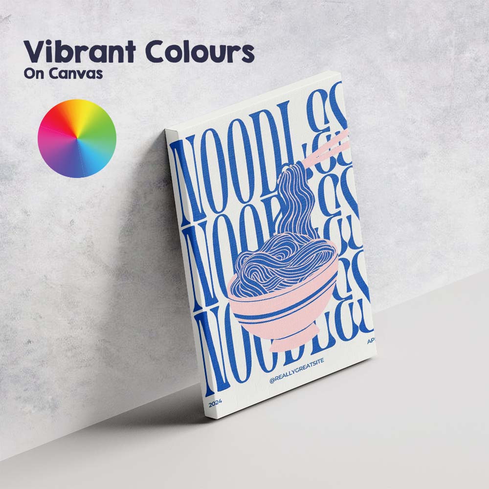 Blue Pink Minimalist Noodles Typography Kitchen Poster Canvas Wall Art Print Decor Picture Ready to Hang