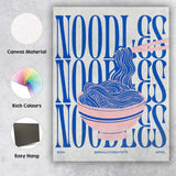 Blue Pink Minimalist Noodles Typography Kitchen Poster Canvas Wall Art Print Decor Picture Ready to Hang