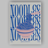 Blue Pink Minimalist Noodles Typography Kitchen Poster Canvas Wall Art Print Decor Picture Ready to Hang