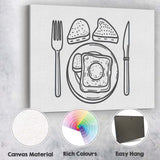 Minimalist Breakfast Line Art Toast and Egg Illustration Canvas Wall Art Print Decor Picture Ready to Hang