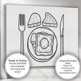 Minimalist Breakfast Line Art Toast and Egg Illustration Canvas Wall Art Print Decor Picture Ready to Hang