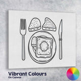 Minimalist Breakfast Line Art Toast and Egg Illustration Canvas Wall Art Print Decor Picture Ready to Hang