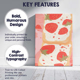 Strawberry Cream Toast Sweet Dessert Illustration Canvas Wall Art Print Decor Picture Ready to Hang