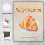 Golden Butter Croissant Bakery Poster Illustration Canvas Wall Art Print Decor Picture Ready to Hang