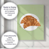 Fresh Baked Croissants on White Plate Illustration Canvas Wall Art Print Decor Picture Ready to Hang