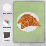Fresh Baked Croissants on White Plate Illustration Canvas Wall Art Print Decor Picture Ready to Hang