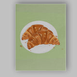 Fresh Baked Croissants on White Plate Illustration Canvas Wall Art Print Decor Picture Ready to Hang