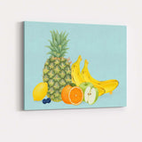 Tropical Fresh Fruit Collection Pineapple Banana Citrus Illustration Canvas Wall Art Print Decor Picture Ready to Hang