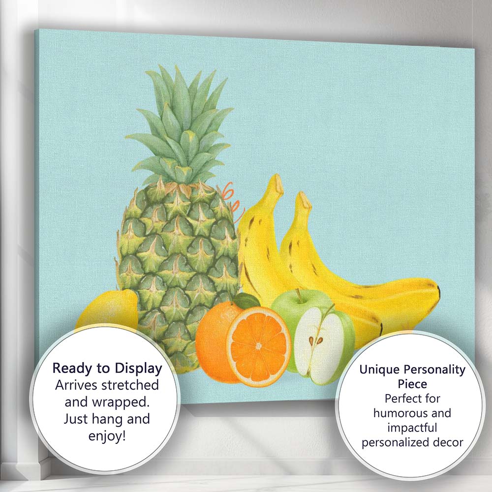 Tropical Fresh Fruit Collection Pineapple Banana Citrus Illustration Canvas Wall Art Print Decor Picture Ready to Hang