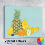 Tropical Fresh Fruit Collection Pineapple Banana Citrus Illustration Canvas Wall Art Print Decor Picture Ready to Hang