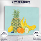 Tropical Fresh Fruit Collection Pineapple Banana Citrus Illustration Canvas Wall Art Print Decor Picture Ready to Hang