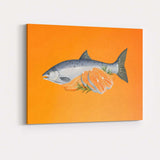 Fresh Atlantic Salmon Fillet Seafood Watercolour Illustration Canvas Wall Art Print Decor Picture Ready to Hang