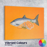 Fresh Atlantic Salmon Fillet Seafood Watercolour Illustration Canvas Wall Art Print Decor Picture Ready to Hang