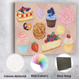 Assorted Sweet Desserts Bakery Treats Watercolour Collection Canvas Wall Art Print Decor Picture Ready to Hang