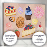 Assorted Sweet Desserts Bakery Treats Watercolour Collection Canvas Wall Art Print Decor Picture Ready to Hang