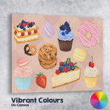 Assorted Sweet Desserts Bakery Treats Watercolour Collection Canvas Wall Art Print Decor Picture Ready to Hang