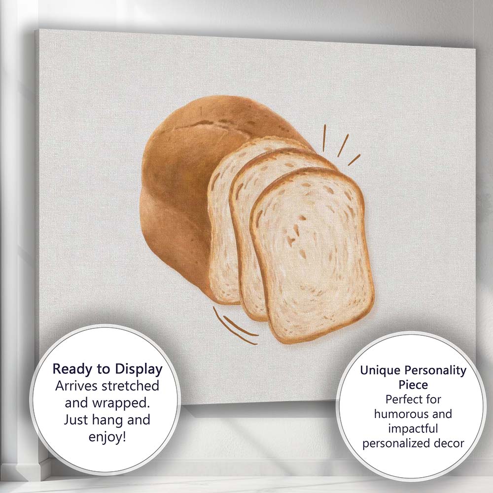Rustic Sliced Sandwich Bread Watercolour Bakery Illustration Canvas Wall Art Print Decor Picture Ready to Hang