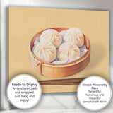 Traditional Steamed Bao Dumplings Bamboo Basket Watercolour Canvas Wall Art Print Decor Picture Ready to Hang