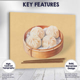 Traditional Steamed Bao Dumplings Bamboo Basket Watercolour Canvas Wall Art Print Decor Picture Ready to Hang