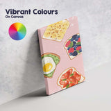 Colourful Gourmet Toast Selection Breakfast Watercolour Illustration Canvas Wall Art Print Decor Picture Ready to Hang