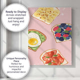 Colourful Gourmet Toast Selection Breakfast Watercolour Illustration Canvas Wall Art Print Decor Picture Ready to Hang