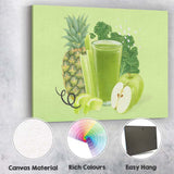 Healthy Green Smoothie Pineapple Apple Kale Watercolour Illustration Canvas Wall Art Print Decor Picture Ready to Hang