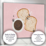 Cute Coffee and Toast Breakfast Illustration Pink Kitchen Canvas Wall Art Print Decor Picture Ready to Hang