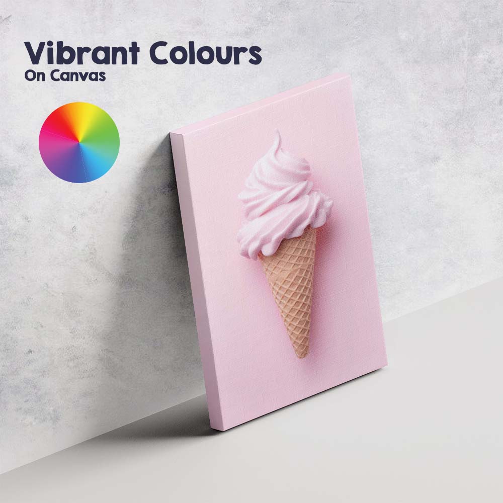 Pastel Pink Soft Serve Ice Cream Cone Minimalist Dessert Canvas Wall Art Print Decor Picture Ready to Hang