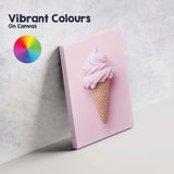 Pastel Pink Soft Serve Ice Cream Cone Minimalist Dessert Canvas Wall Art Print Decor Picture Ready to Hang