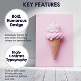 Pastel Pink Soft Serve Ice Cream Cone Minimalist Dessert Canvas Wall Art Print Decor Picture Ready to Hang