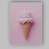 Pastel Pink Soft Serve Ice Cream Cone Minimalist Dessert Canvas Wall Art Print Decor Picture Ready to Hang