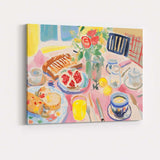 Colourful Breakfast Table Expressionist Kitchen Still Life Canvas Wall Art Print Decor Picture Ready to Hang