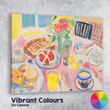 Colourful Breakfast Table Expressionist Kitchen Still Life Canvas Wall Art Print Decor Picture Ready to Hang