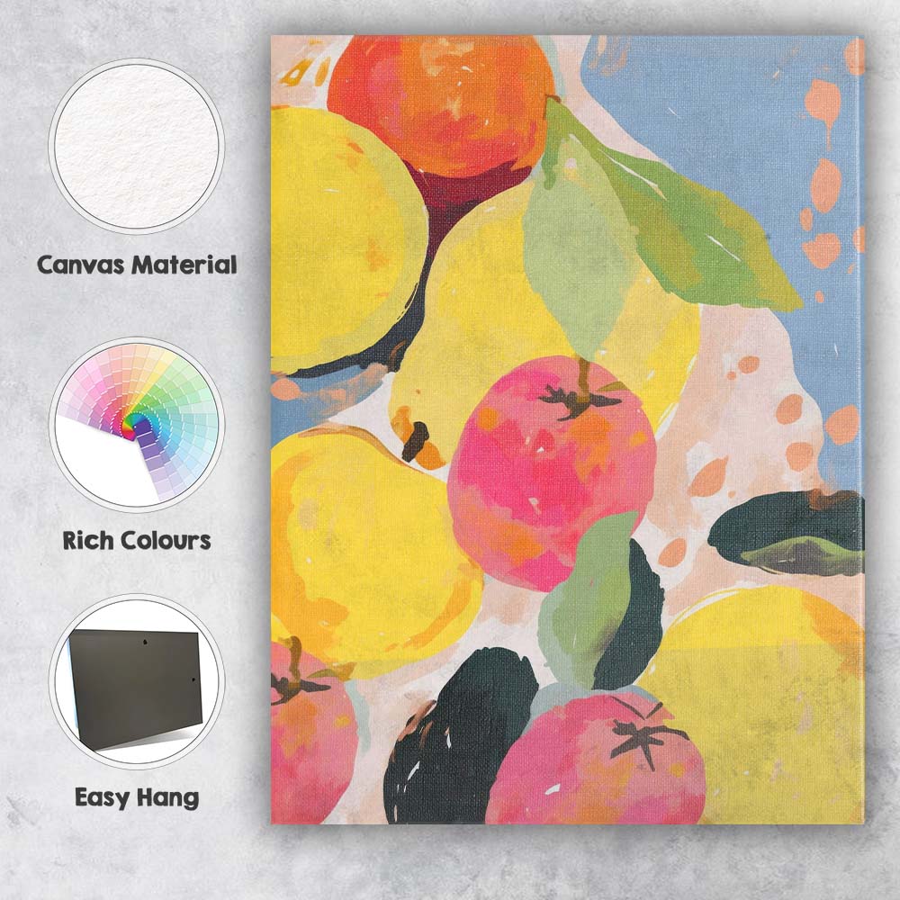 Colourful Citrus and Apple Fruit Abstract Painting Canvas Wall Art Print Decor Picture Ready to Hang