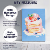 Pastel Strawberry Cream Layer Cake Dessert Painting Canvas Wall Art Print Decor Picture Ready to Hang