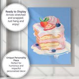 Pastel Strawberry Cream Layer Cake Dessert Painting Canvas Wall Art Print Decor Picture Ready to Hang