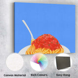 Classic Italian Spaghetti Marinara Pasta Illustration Canvas Wall Art Print Decor Picture Ready to Hang
