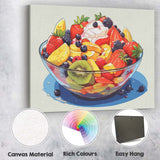 Fresh Mixed Fruit Salad Bowl Colourful Food Illustration Canvas Wall Art Print Decor Picture Ready to Hang