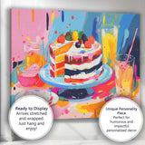 Colourful Abstract Celebration Cake Dessert Painting Canvas Wall Art Print Decor Picture Ready to Hang