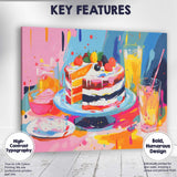 Colourful Abstract Celebration Cake Dessert Painting Canvas Wall Art Print Decor Picture Ready to Hang