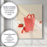 Fresh Strawberry Smoothie Drink Minimalist Kitchen Illustration Canvas Wall Art Print Decor Picture Ready to Hang
