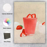 Fresh Strawberry Smoothie Drink Minimalist Kitchen Illustration Canvas Wall Art Print Decor Picture Ready to Hang