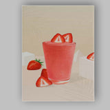 Fresh Strawberry Smoothie Drink Minimalist Kitchen Illustration Canvas Wall Art Print Decor Picture Ready to Hang