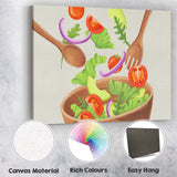 Fresh Garden Salad Bowl Watercolour Illustration Canvas Wall Art Print Decor Picture Ready to Hang